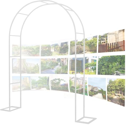 Gartenbogen Aus Stahl Zum Pflanzenklettern, Rosenbogen Für Zeremonien, Robustes Pergola Spalier Für Verschiedene Kletterpflanzen, Rosenreben, Brautparty-Dekoration(Color:White,Size:230cm*220cm)