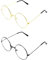 UILYNIU 2 Stück Runde Brille, Weihnachtsmann Brille Rund, Brille mit Rundgläsern, Unisex Retro Runde Brillen, Retro 60er 70er Jahre Hippie Brille für Karneval Fasching, Cosplay (Schwarz, Gold)