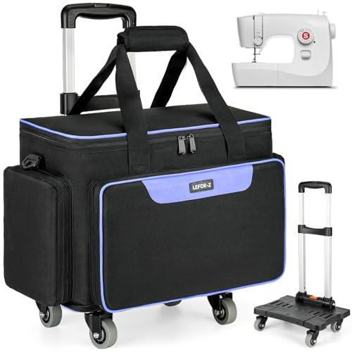 LEFOR·Z Nähmaschinentasche mit abnehmbarem Trolley mit 4 Rollen,Nähmaschine Tragetasche,Transport und Aufbewahrungstasche ist kompatibel mit den meisten gängigen Nähmaschinen und Zubehör,Schwarz