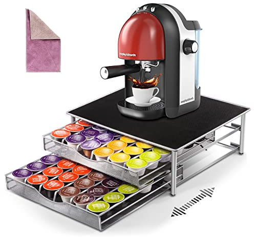 Myiosus Porte Capsule Dolce Gusto 72 PCs, 2 Tiroirs de Rangement Capsules Dolce Gusto, Porte Dosette Dolce Gusto de Café avec Support Antidérapante, Distributeur Capsules pour La Maison, Bureau