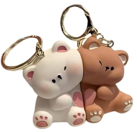 Ensemble de porte-clés pour couple d'ours - Porte-clés avec pendentif en forme d'ours mignon, 2 pièces, porte-clés magnétiques assortis pour couple, breloque de sac, cadeau romantique