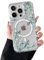 RALEAVO Magnetic Case for iPhone 13 Pro, Compatible with Magsafe Cute Flower Girls & Women Clear Case Silicone Shockproof Protective Cover with Floral Pattern Case for iPhone 13 Pro-Leaves
