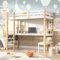 LIVLUX Lit Mezzanine Enfant 90x200 cm, Lit Superposé avec Bureau, Tiroir et Barrière de Sécurité,Lit Cabane pour Enfants avec Escaliers de Rangement, pour Garçon et Fille (Blanc B, 90 x 200 cm)