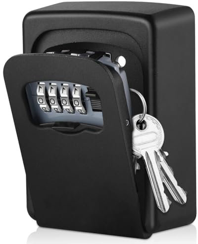 SIZKCDI Boîte à Clés à Combinaison De 4 Chiffres, Boite a Clefs Murale, Boite a clé Étanche pour L'extérieur, Noire
