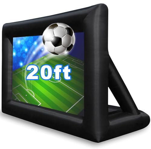 GZKYYLEGS Pantalla de proyector inflable de 20 pies para exteriores con bolsa de almacenamiento de soplador de aire, pantalla inflable de fácil configuración para noche de cine en el patio, fiestas