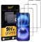 UNO' Lot de 3 films de protection d'écran en verre trempé pour iPhone 16 Plus (6,7), haute résistance, ultra fin, dureté 9H, waterproof, noir