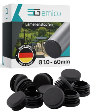 emico Lamellenstopfen Ø 28 mm - Rohrwandstärke 0,8-2,5 mm - 10 Stück Schwarz - Runde Stopfen aus hochwertigem PE - Witterungsbeständige & stoßfeste Rohrstopfen - Ideal für präzise Rohrabdeckungen