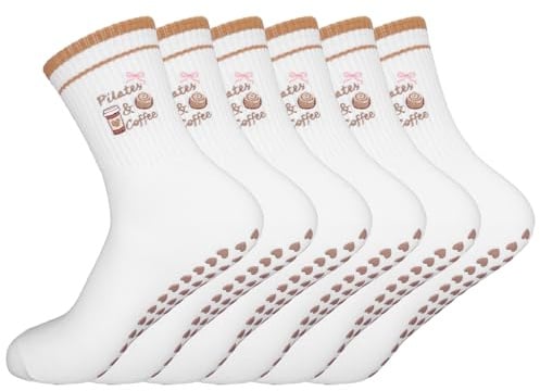 QBEJIME Pilates Socken, Yoga Socken, Stoppersocken Damen, Cute Pilates Reformer Non-Slip Socks, Grip Socks Pilates, For Ballet Barre Dance Trampoline Hospital Fitness Home