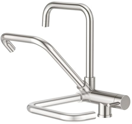 CREA Robinet de Cuisine 3 Voies à Fenêtre Avant,Robinet de Cuisine Rabattable,Mitigeur 3 en 1 pour Filtre à Eau,Mitigeur Évier 2 Jets Rotation 360°,Acier Inox304 Brossé