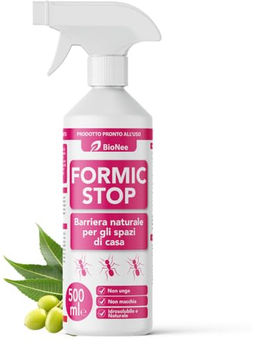 BioNee Formic Stop Spray Pronto all’Uso 500 ml – Barriera naturale per gli spazi di casa – per infissi, davanzali, balconi, tende e zanzariere – non unge, non macchia, idrosolubile