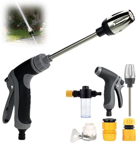 Hochdruckpistole für Gartenschlauch 360° drehbar – Hochdruckreiniger Pistole mit Hochleistungsdüse, Hochdruck Wasserspritze für Auto & Garten – Original Hochdruckdüse für Gartenschlauch