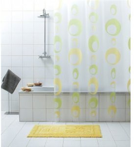 Rideau de douche Bulles transparent-Vert/jaune - 180 x 200 cm-Anneaux de vinyle