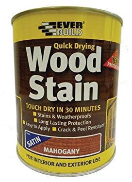 Everbuild Woodstain Satin | Quick Drying, Professional Wood Satin for Architectural Tibmer, Cladding and Garden Furniture - 750ml - Mahogany