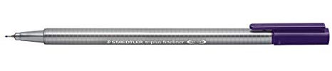 Staedtler 334-69 Triplus Fineliner (Dreikant, Superfeine, Metallgefasste Spitze, Linienbreite ca. 0,3 mm, 10 Stück) malve dunkel