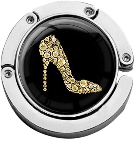 metALUm Taschenaufhänger Handtaschenhalter PUMPS IN GOLD mit faltbarem Magnetverschluss #2601152