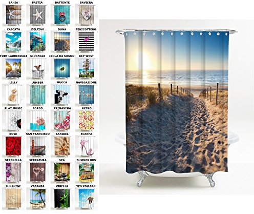 Sanilo Tenda da doccia, grande scelta di belle tende vasca da bagno di alta qualità, 12 anelli inclusi, impermeabile, effetto anti-muffa (180 x 200 cm, Duna)