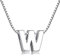 Buchstaben Kette - Buchstabenkette Kette mit Buchstabenanhänger Silber Halskette Kettenanhänger Initialen Silberkette Damen 925 (Kette mit buchstabe W)
