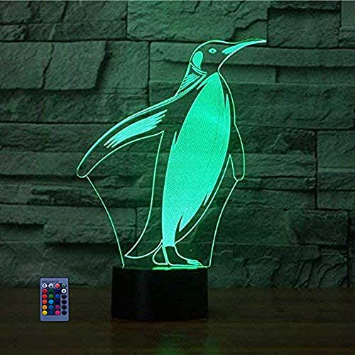 HPBN8 Ltd 3D Pinguin Lampe USB Power 7/16 Farben Fernbedienung Optical Illusion 3D LED Lampe Formen Kinder Schlafzimmer Nacht Licht