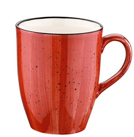 Bonna Premium Porcelain APSMUG03KKN Aura Passion Bockbecher, Kaffeebecher, Kaffeetasse, 8.2x11.4cm, 330ml, Porzellan, rot, 1 Stück