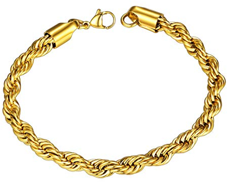 ChainsHouse gold armband aus Edelstahl herren Kordelkette damen armband 21cm als Valentinstag/Geburtstag Geschenke