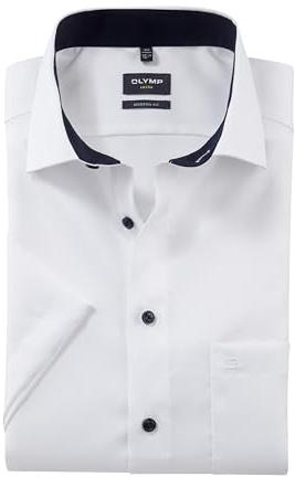 OLYMP Herren Businesshemd Langarm Luxor,Einfarbig,modern fit,Global Kent,Weiss 00,39