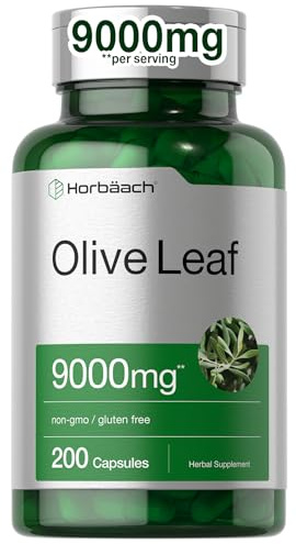 Horbäach Olive Leaf Extract Capsules | 200 Count | Super Strength Supplement | Non-GMO, Gluten Free