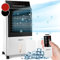 oneConcept Climatiseur Mobile 4 en 1, Climatiseur Portable, Humidificateur, Ventilateur, Ioniseur, Climatiseur Mobile Sans Évacuation, 2 Pack Glacons, Télécommande, 65W, Puissant Débit d'Air 360m³/h