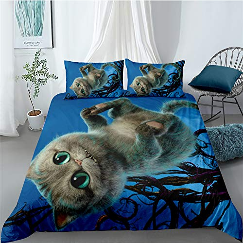 AYMAING Bettwäsche 3D Katze Bettbezug Set 155 x 220 cm Bettwäsche Set 3 Teilig Mikrofaser Bettbezug mit Reißverschluss und 2 Kissenbezug 80 x 80 cm