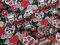 Baumwolljersey Mexikanische Totenköpfe mit Blumen Rot/Schwarz Stoff Meterware