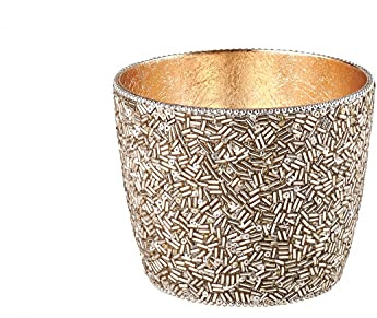 Gift Company Madras Windlicht, außen besetzt mit Perlen/innen Gold