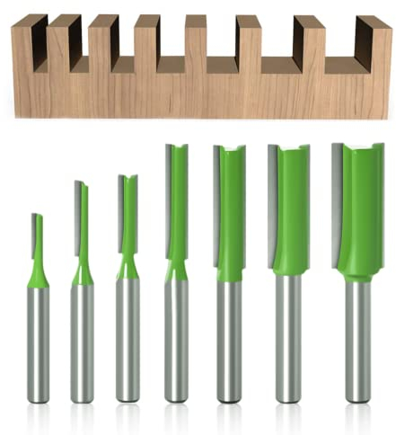 kajkey® Flauto Punta Dritta Fresa, 7 Pezzi 6mm gambo fresa set, Set di frese dritte, per Legno Fresa nel Carburo di Tungsteno Strumento di Lavorazione Del Legno, Per Lavori Fai Da Te Del Legno…