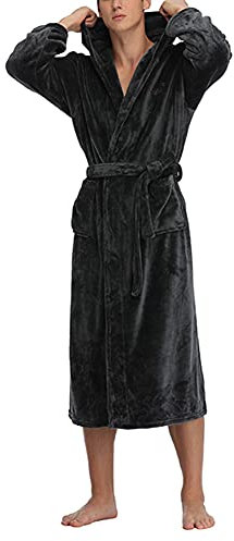 Surwin Vestaglia Lunga con Cappuccio per Uomo in Pile Super Morbido, Accappatoio Uomo e Donna Unisex Pratico Leggero e Confortevole Vestaglia da Casa e Pigiameria