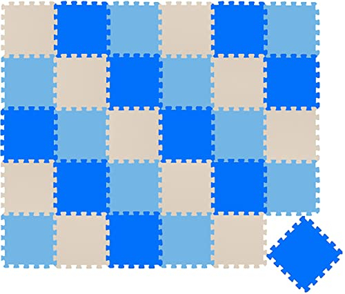 LittleTom 27 Teile Spielmatte Baby Puzzlematte ab Null - 30 x 30 cm Krabbelmatte Bodenmatte Kinder - Puzzle Teppich Kinderzimmer Matte - Outdoor Bodenschutzmatte Spielteppich Eva Schaumstoff Isomatte