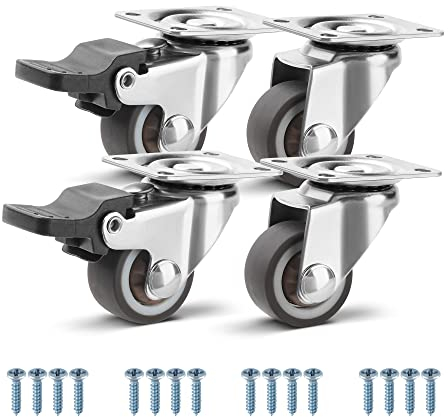 WISD 4er Set Möbelrollen Klein Mini 25 mm - Robuste Lenkrollen mit 2 Bremsen - Lautlose Universal Rollen für Möbel Transport, Tisch, Schrank (bis 40 kg)