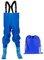 Dönges Kinder-Wathose, wasserdichte Regenhose für Jungs und Mädchen, ungefüttert mit Watstiefeln und Verstellbaren Hosenträgern, Größe 22/23 Blau, Outdoor Buddelhose für Regen, Matschhose