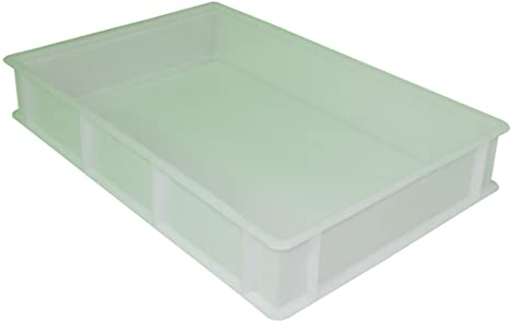 5 X Pizza Bread Bakery Dough Tray Stackable 60x40x10cm White PP Plastic Proofing Container Storage with Enforced Ribs Multipacks (604010)