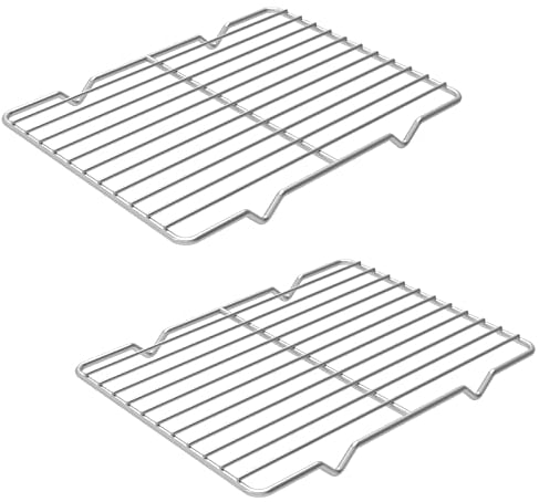 Linkidea Metal Grate Cooling Rack Pack of 2, Stainless Steel Baking Cooling Rack Rectangle 7.8'' x 10.2'', Oven Safe Grid Wire Racks for Roasting Disposable Pan (Silver)