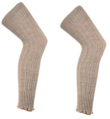 Long Leg Warmers Natural Alpaca Wool Women Over Knee, Blend of Lambs wool and Alpaca wool Rib Leg Warmers, Ankle Warmers - One Size- Luxury winter layer for leg- Charcoal, Grey