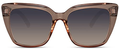 Cheapass Sonnenbrille für Damen grosses-Modell in Braun mit Katzenauge und dunklen Glässern 100% UVA & UVB Rays