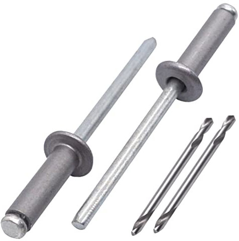 SKIR'CO (700 Stück) Blindnieten lackiert 4,0 x 14 mm, Aluminium Popnieten, Bohrer enthalten (Aluminium Grau RAL 9007)