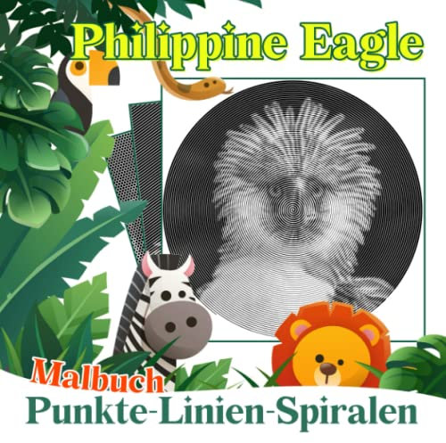 Philippine Eagle Punkte Linien Spiralen Malbuch: Spiralbuch Mächtigste Greifvögel zum Zeichnen | 30 Abbildungen Seiten für Geburtstag, Weihnachten bis Stressabbau