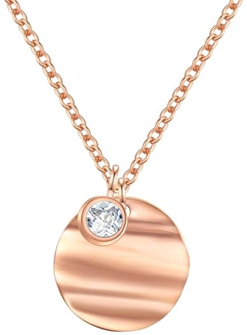 Eastside Damen Kette Edelstahl roségold | rosévergoldet 14 Karat, Ankerkette, Zirkonia, weiß, Karabinerverschluss