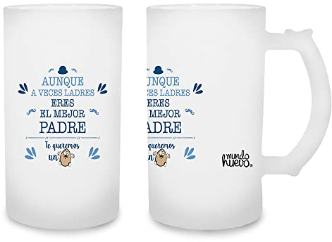 mundohuevo Jarra de cerveza Aunque a veces ladres eres el mejor padre. Cristal esmerilado de primera calidad AAA. 80 x 150 mm. 500 ml
