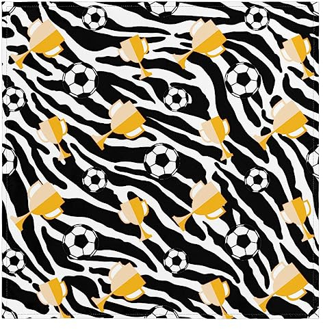 Fußball-Trophäe, Zebra-Stoffservietten, 1 Stück, bedruckt, Zebra, wiederverwendbar, waschbar, Küche, Esstisch, Servietten für Zuhause, Abendessen, Hochzeit, Bankett, Party, 50,8 x 50,8 cm