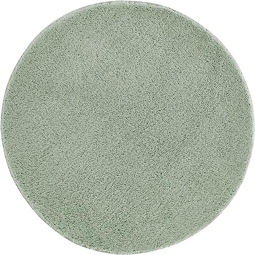 andiamo Teppich Arezzo für Wohnzimmer Esszimmer pflegeleichter eleganter gemütlicher Teppich einfarbig 67 cm rund salbeigrün