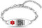 Theluckytag Verbessertes QR-Code-Armband für Damen, medizinisches Notfall-Armband, Sterlingsilber, 17,8 cm ~ 22,9 cm Kettenglieder, mehr Platz sparen und ändern, Notfall-Medizinfo, mittelgroß, Metall