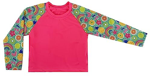 Maglietta di Protezione Solare UV Bambini/e a Maniche Lunghe Costume da Bagno Surf Nuoto Spiaggia (cod. 6016) (3 Anni, Fucsia)