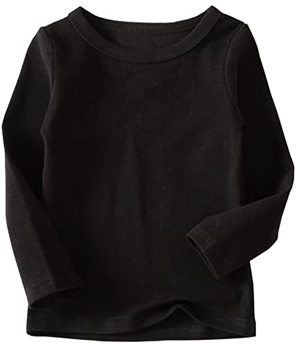 Beganly Girls Crew Neck T-Shirt Soft Warm Base Layer Toddler Little Kids Cotton Long Sleeve Tops Black 100