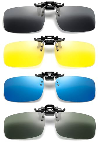JOYOLA Polarisierte Brille Clip, 4 Stück Polarisiert Clip Auf Sonnenbrillen, Flip up Polarisiert Sonnenbrille Polarisierte Unisex-Clip Auf Sonnenbrille Polarisationsbrille Clip Für Brillenträger