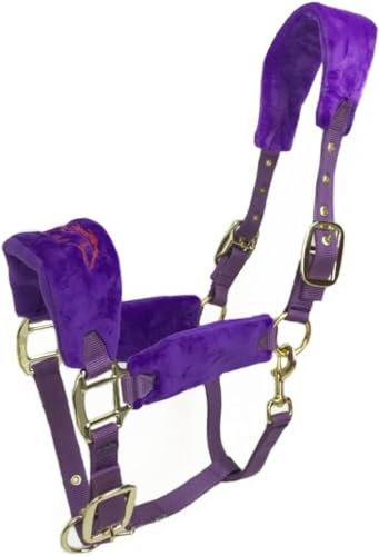 Sport Tent Beginner Halfter Gepolstert Fleece Kopfband Halfter Pferdehalfter Verstellbar Karabinerhaken Weidehalfter Komfort Stalhalfter für Pferde M, Lila